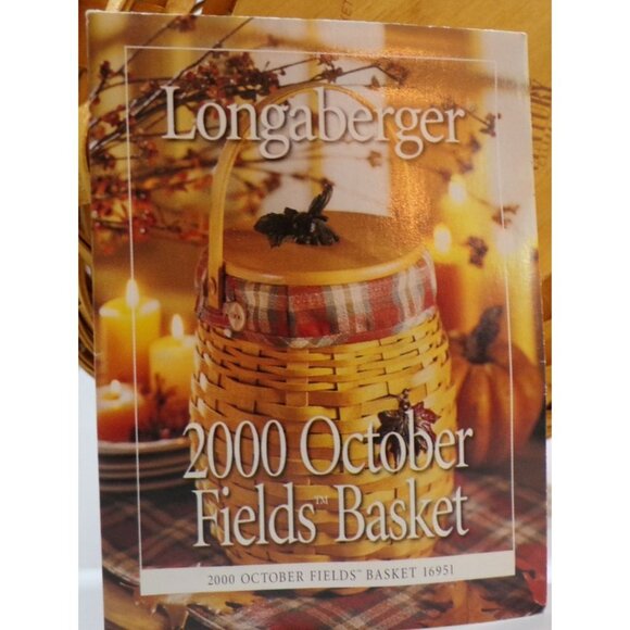 Longaberger 2000 October Fields Basket Handcrafted Wooden Lid Leaf design Fall - Picture 8 of 14